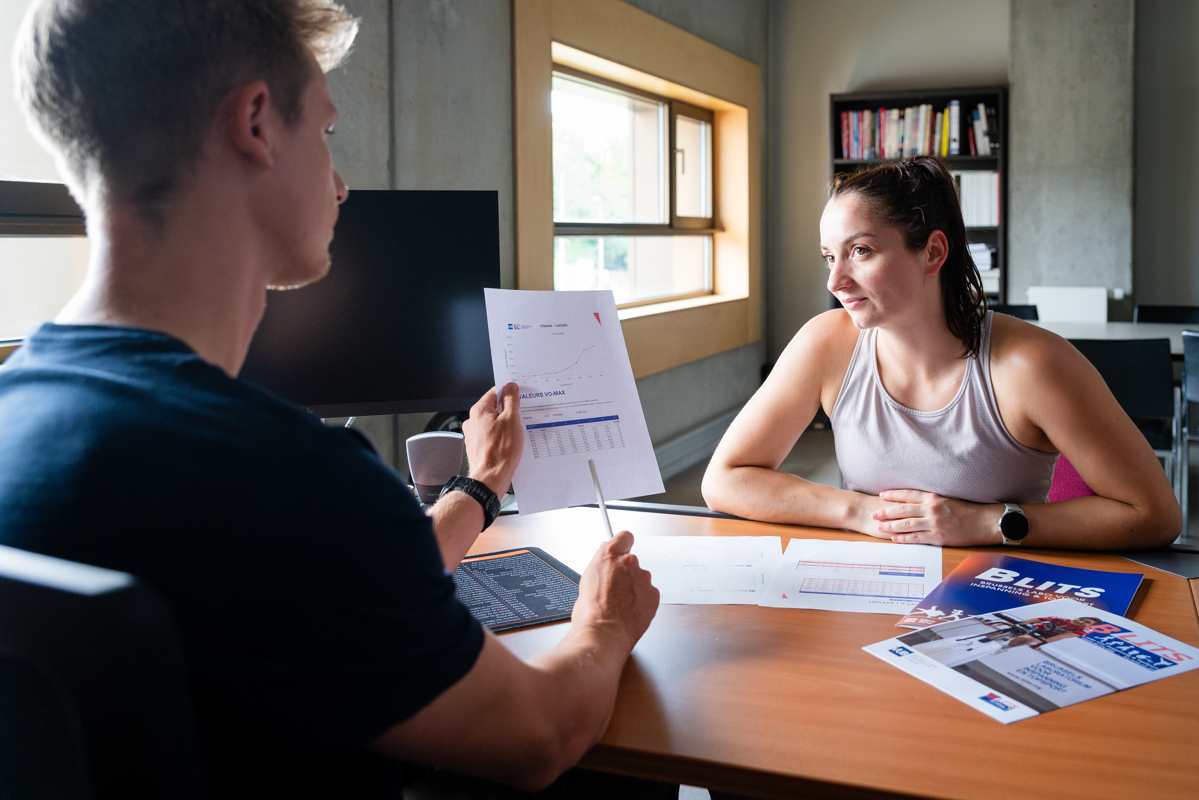 Two persons go over the results of the excercise test